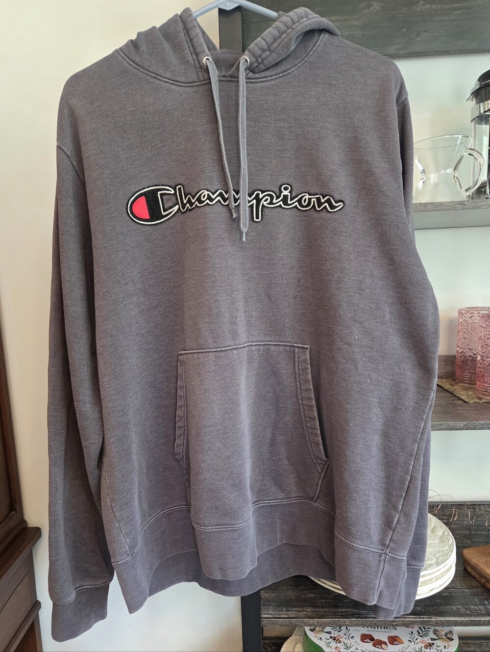 Champion Sweatshirt Gray Men's XL Hoodie Loved Faded